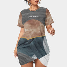 Load image into Gallery viewer, All-Over Print Women’s Stacked Hem Dress With Short Sleeve（Plus Size）
