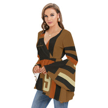 Load image into Gallery viewer, All-Over Print Women's V-neck Blouse With Flared Sleeves
