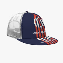 Load image into Gallery viewer, All-Over Print Black Buckle Flat-brimmed Mesh Cap With Box
