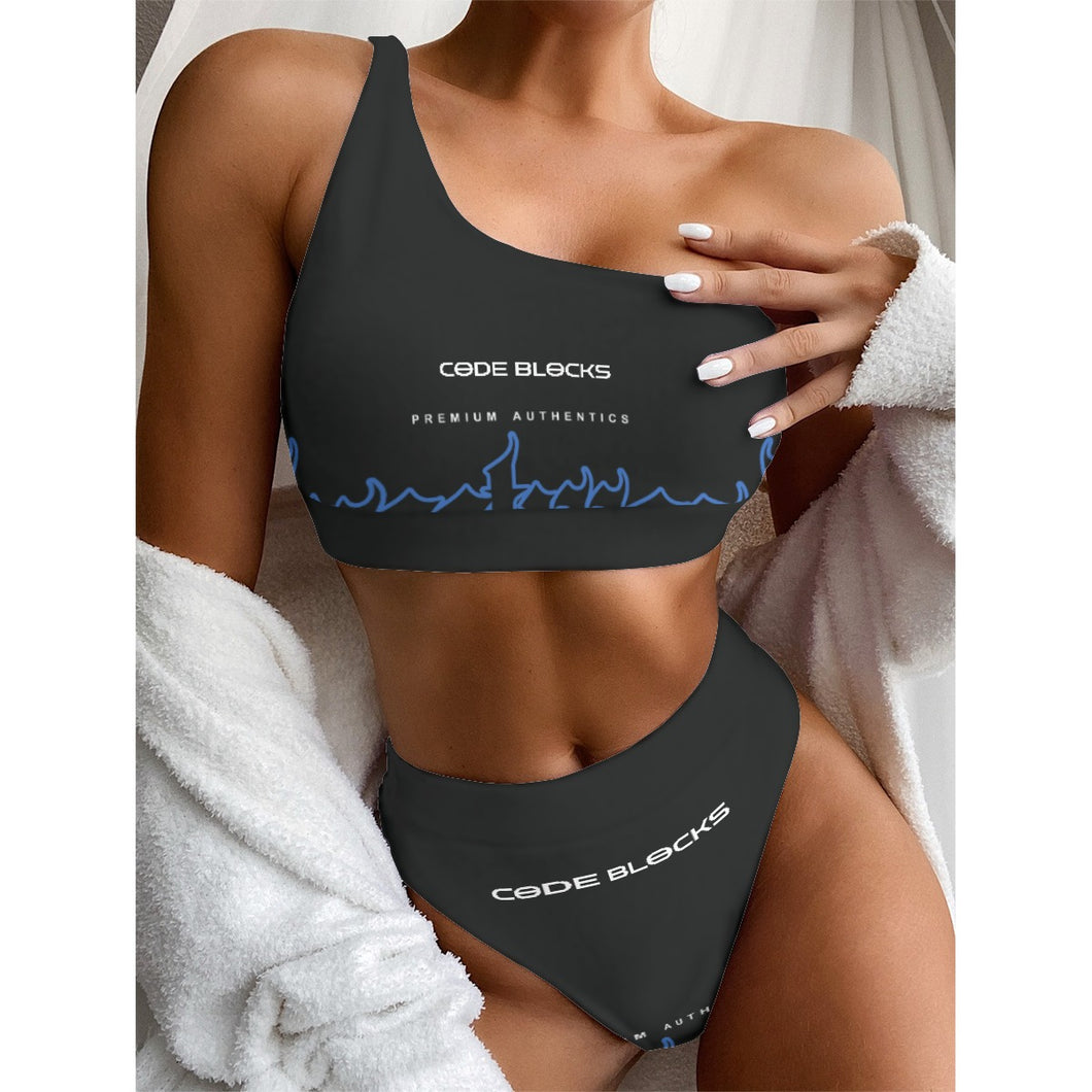 All-Over Print Women's Bikini With Single Shoulder
