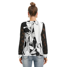 Load image into Gallery viewer, All-Over Print Women's T-shirt And Sleeve With Black Lace

