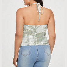 Load image into Gallery viewer, All-Over Print Women's Lace-Trimmed Tie-Back Top
