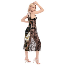 Load image into Gallery viewer, All-Over Print Women's Lace Cami Cross Back Dress
