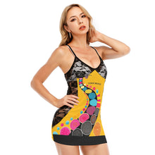 Load image into Gallery viewer, All-Over Print Women's Black Lace Cami Dress
