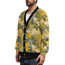 Load image into Gallery viewer, All-Over Print Unisex V-neck Knitted Fleece Cardigan With Button Closure
