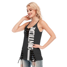 Load image into Gallery viewer, All-Over Print Women's V-neck Eyelet Lace-up Cami Dress
