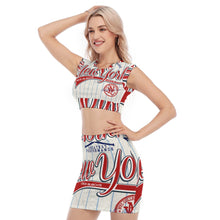 Load image into Gallery viewer, All-Over Print Women's Collarless V Collar Vest Skirt Suit
