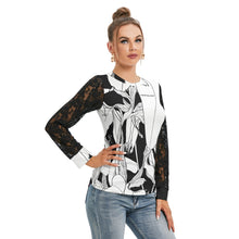 Load image into Gallery viewer, All-Over Print Women's T-shirt And Sleeve With Black Lace
