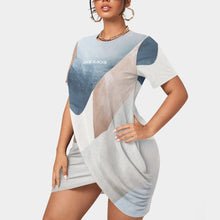 Load image into Gallery viewer, All-Over Print Women’s Stacked Hem Dress With Short Sleeve（Plus Size）
