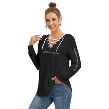 Load image into Gallery viewer, All-Over Print Women's Long Sleeve Neckline Tie Sweatshirt
