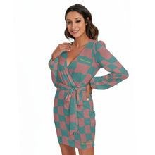 Load image into Gallery viewer, All-Over Print Women's Long Sleeve Dress With Waist Belt
