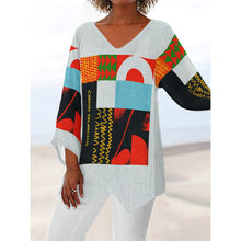 Load image into Gallery viewer, All-Over Print Women's V-neck T-shirt With Irregular Hem
