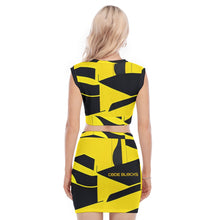 Load image into Gallery viewer, All-Over Print Women's Collarless V Collar Vest Skirt Suit
