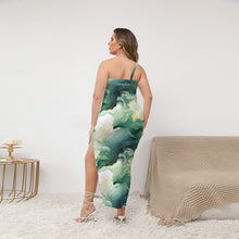 Load image into Gallery viewer, All-Over Print Women's Oblique-Shoulder Exposure Dress With Side Split (Plus Size)
