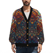 Load image into Gallery viewer, All-Over Print Unisex V-neck Knitted Fleece Cardigan With Button Closure
