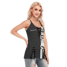 Load image into Gallery viewer, All-Over Print Women's V-neck Eyelet Lace-up Cami Dress
