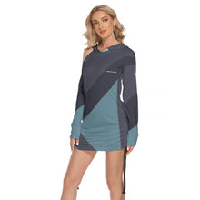 Load image into Gallery viewer, All-Over Print Women's One-shoulder Dress With Waist Shirring
