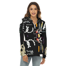 Load image into Gallery viewer, All-Over Print Women's Borg Fleece Hoodie With Half Zip
