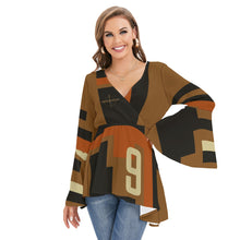 Load image into Gallery viewer, All-Over Print Women's V-neck Blouse With Flared Sleeves
