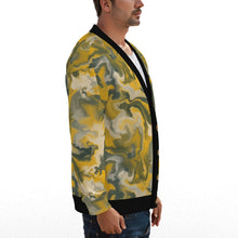 Load image into Gallery viewer, All-Over Print Unisex V-neck Knitted Fleece Cardigan With Button Closure
