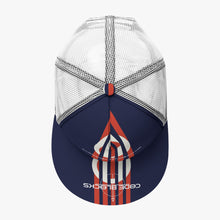 Load image into Gallery viewer, All-Over Print Black Buckle Flat-brimmed Mesh Cap With Box
