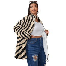 Load image into Gallery viewer, All-Over Print Unisex Borg Fleece Stand-up Collar Coat With Zipper Closure(Plus Size)

