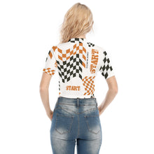 Load image into Gallery viewer, All-Over Print Women's Short Sleeve T-shirt With Two-way Zipper
