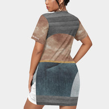 Load image into Gallery viewer, All-Over Print Women’s Stacked Hem Dress With Short Sleeve（Plus Size）
