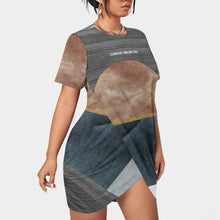 Load image into Gallery viewer, All-Over Print Women’s Stacked Hem Dress With Short Sleeve（Plus Size）
