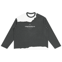 Load image into Gallery viewer, Unisex Striped Panel Boxy Long Sleeve T-Shirt
