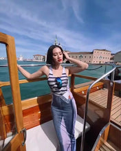 Load image into Gallery viewer, Funny like denim print personality dress U-neck sleeveless sundress street photo
