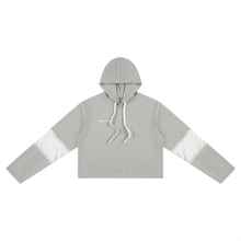 Load image into Gallery viewer, Women’s Cropped Lace-Panel Hoodie
