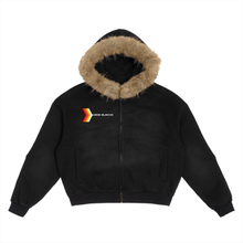 Load image into Gallery viewer, Sun Fade Boxy Detachable Fur Hoodie
