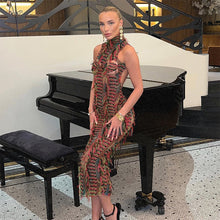 Load image into Gallery viewer, Xiao Xiang Feng Round Neck Sleeveless Spliced Open Back Pullover Solid Color Dress
