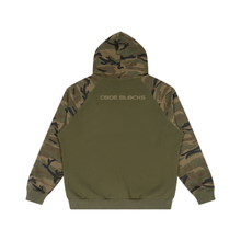 Load image into Gallery viewer, Unisex Camo-Splice Raglan Zip Hoodie
