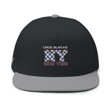 Load image into Gallery viewer, NY Floral Mosaic Embroidered Flat Bill Cap — New York Snapback Hat
