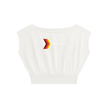 Load image into Gallery viewer, Women’s Boatneck Raw Edge Crop T-Shirt
