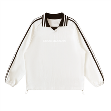 Load image into Gallery viewer, Contrast Striped Lapel Collar Sweatshirt
