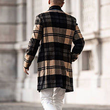 Load image into Gallery viewer, Men's Plaid Printed Mid-length Woolen Coat Fall Winter Fashion Casual High Street High Quality Suit Collar Men's Coat
