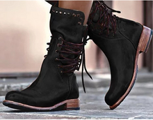 Load image into Gallery viewer, PU Coarse Low Heel Round Head Short Hair Short Sleeve Casual Style Fashion Martin Boots
