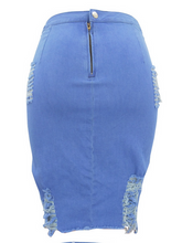 Load image into Gallery viewer, Ripped Denim Skirt H9MZ8QTDKN
