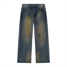Load image into Gallery viewer, Men's Vintage Wash Wide Leg Denim Jeans
