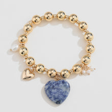Load image into Gallery viewer, Natural Stone Gold-Plated Heart Bracelet
