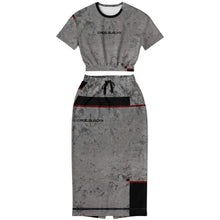 Load image into Gallery viewer, Fashion Cropped Short Sleeve Sweatshirt and Long Pocket Skirt Set – AOP

