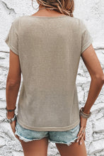 Load image into Gallery viewer, Decorative Button Round Neck Short Sleeve Blouse
