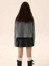Load image into Gallery viewer, Fashion Women's Thickened Cotton Denim Coat Contrast Color Zipper Short Loose Y2k Parkas Jackets Winter

