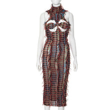 Load image into Gallery viewer, Xiao Xiang Feng Round Neck Sleeveless Spliced Open Back Pullover Solid Color Dress
