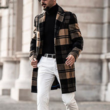 Load image into Gallery viewer, Men's Plaid Printed Mid-length Woolen Coat Fall Winter Fashion Casual High Street High Quality Suit Collar Men's Coat
