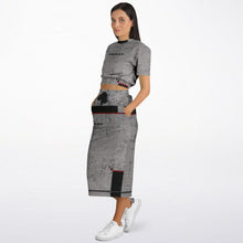 Load image into Gallery viewer, Fashion Cropped Short Sleeve Sweatshirt and Long Pocket Skirt Set – AOP
