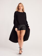 Load image into Gallery viewer, Round Neck Asymmetrical Hem Lantern Sleeve Blouse H72DS3TPXA
